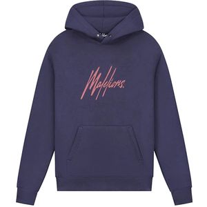 Malelions, Sweatshirts & Hoodies, Heren, Blauw, XL, Gestreepte Signature Hoodies