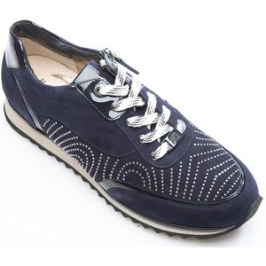 Hassia, Schoenen, Dames, Blauw, 38 EU, Leer, Blauwe Sneakers met Kristallen