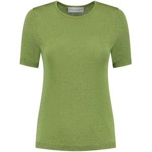 Amaya Amsterdam, Truien, Dames, Groen, L, Glitter Groene T-shirt voor Vrouwen
