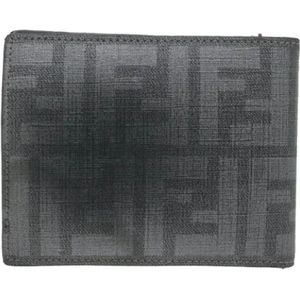 Fendi Vintage, Pre-owned, Dames, Grijs, ONE Size, Pre-owned Canvas wallets