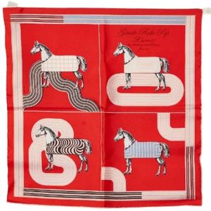 Hermès Vintage, Pre-owned, Dames, Rood, ONE Size, Katoen, Pre-owned Fabric scarves