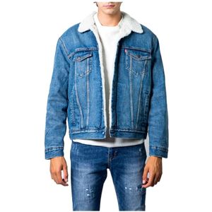 Levi's, Blauwe Katoenen Blazer met Lange Mouwen en Automatische Knopen Blauw, Heren, Maat:S