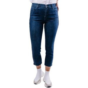 J Brand, Jeans, Dames, Blauw, W29, Katoen, Slim Cropped Jeans met Gevlochten Afwerkingen