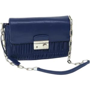 Prada Vintage, Pre-owned Leather prada-bags Blauw, Dames, Maat:ONE Size