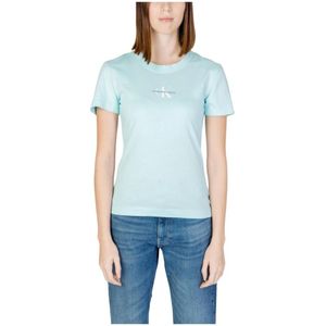 Calvin Klein Jeans, T-Shirts Blauw, Dames, Maat:M