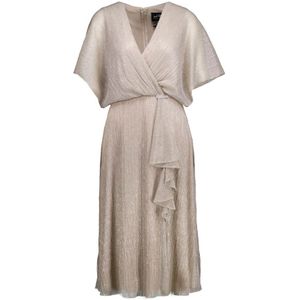 Joseph Ribkoff, Elegante Gouden Glitterjurk met V-hals en Geplooide Details Roze, Dames, Maat:L