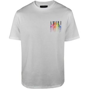 Amiri, Tops, Heren, Wit, S, Katoen, Wit Logo Print Ronde Kraag T-shirt