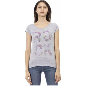 Trussardi, Grijze Katoenen T-Shirt met Korte Mouwen Grijs, Dames, Maat:L