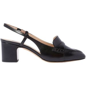 Scarosso, Schoenen, Dames, Zwart, 36 EU, Leer, Bianca Zwarte Slingback Pump