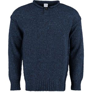 Aspesi, Truien, Heren, Blauw, S, Wol, Wollen Pullover met Knoopkraag