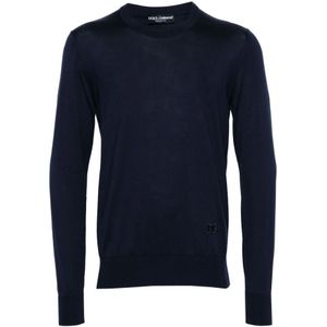 Dolce & Gabbana, Truien, Heren, Blauw, XL, Blauwe Sweaters