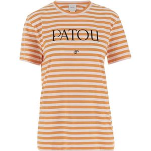 Patou, Tops, Dames, Veelkleurig, M, Katoen, Gestreept Crew Neck Katoenen T-shirt