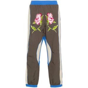 KidSuper Studios, Bloemen Geborduurde Tapered Broek Bruin, Heren, Maat:M