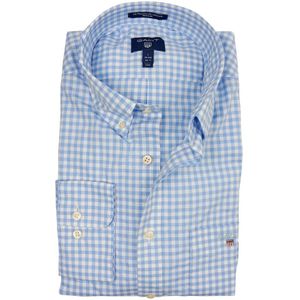Gant, Casual Geruite Overhemd in Lichtblauw Blauw, Heren, Maat:M