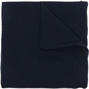 Jil Sander, Middernachtblauwe Cashmere Logo-Patch Sjaal Blauw, Dames, Maat:ONE Size