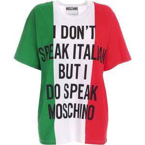 Moschino, Tops, Dames, Veelkleurig, XS, Katoen, Multicolor Statement T-shirt