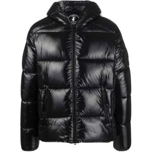 Save The Duck, Jassen, Heren, Zwart, L, Nylon, Zwarte Nylon Puffer Jas