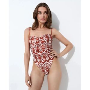 Agua by Agua Bendita, Badkleding, Dames, Bruin, S, Polyester, Bloemen Badpak Rabano Calados