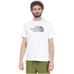 The North Face, Wit Easy Print Crew Neck T-shirt Wit, Heren, Maat:S