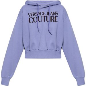 Versace Jeans Couture, Sweatshirts & Hoodies, Dames, Paars, L, Katoen, Hoodie