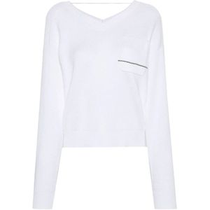 Brunello Cucinelli, Truien, Dames, Wit, S, Witte Sweatshirts voor Vrouwen