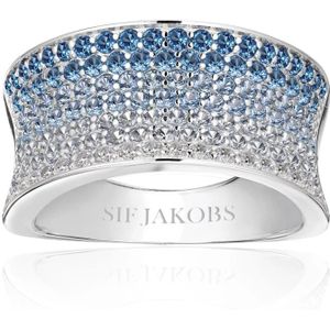 Sif Jakobs Jewellery, Accessoires, Dames, Grijs, 54 MM, Concave Felline Ring Blauw Wit Zirkonia