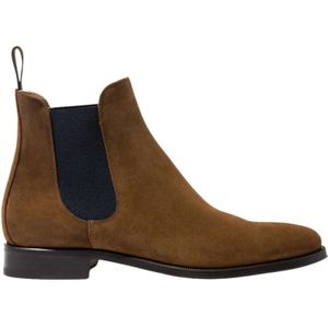 Scarosso, Schoenen, Heren, Bruin, 47 EU, Leer, Handgemaakte Tabacco Suede Chelsea Laarzen