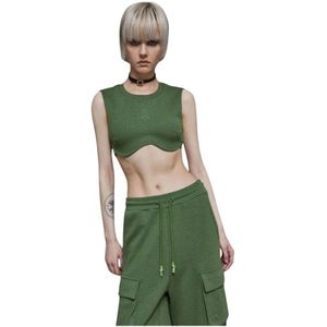 Patrizia Pepe, Tops, Dames, Groen, S, Katoen, Levendige cropped katoenen top