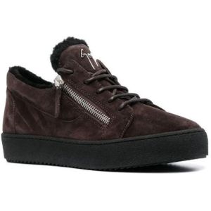 Giuseppe Zanotti, Schoenen, Heren, Bruin, 44 1/2 EU, Leer, Elegante Bruine Gesloten Platte Sneakers