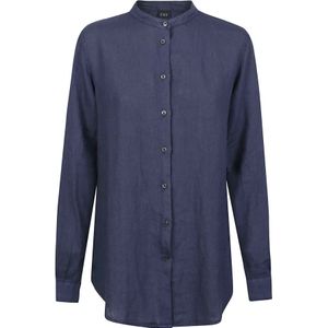 Fay, Blouses & Shirts, Dames, Blauw, S, Blauwe Mandarin Kraag Shirt Regular Fit