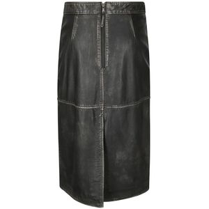 P.a.r.o.s.h., Rokken, Dames, Zwart, XS, Leren Midi Rok met Zakken