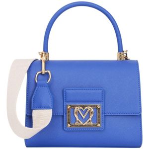 Love Moschino, Blauwe Saffier Dames Tas met Fancy Heart Logo Blauw, Dames, Maat:ONE Size