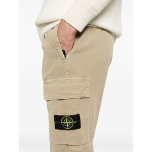 Stone Island, Broeken, Heren, Beige, W32, Katoen, Cargo katoenen broek met ritssluiting zakken