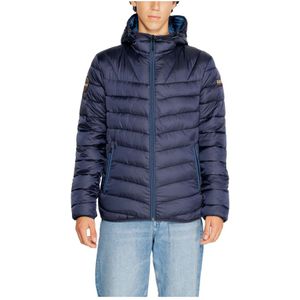 Napapijri, Jassen, Heren, Blauw, XL, Nylon, Blauwe Zip-Up Jas voor Mannen