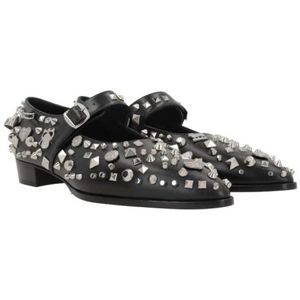 Bally, Schoenen, Dames, Zwart, 39 EU, Leer, Zwarte Studded Mary-Jane Flats