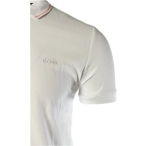 Hugo Boss, Tops, Heren, Wit, L, Katoen, Slim Fit Witte Katoenen Polo Shirt