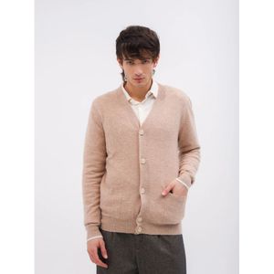 At.P.Co, Truien, Heren, Beige, L, Wol, Beige Gebreid Cardigan met Zakken