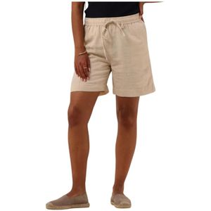 Neo Noir, Korte broeken, Dames, Beige, M, Linnen, Linnen Shorts voor Zomerse Dagen