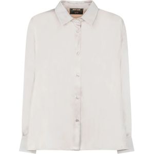 Gran Sasso, Crème Knoopsluiting Klassieke Kraag Shirt Wit, Dames, Maat:M