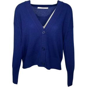 Herzen's Angelegenheit, Gebreide Cardigan met Knopen - Korte Snit Zwart, Dames, Maat:L