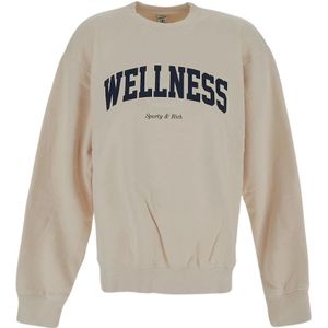 Sporty & Rich, Sweatshirts & Hoodies, Dames, Beige, M, Crème Sweatshirt met Lange Mouwen
