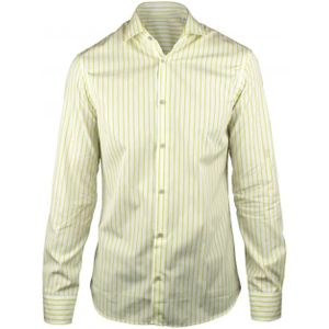 Moorer, Sorrento WN Wit Overhemd met Groene Strepen Wit, Heren, Maat:S