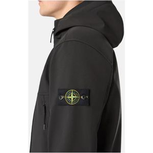 Stone Island, Sweatshirts & Hoodies, Heren, Zwart, S, Winddichte Waterdichte Soft Shell Jas