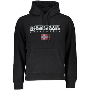 Napapijri, Sweatshirts & Hoodies, Heren, Zwart, 2Xl, Katoen, Zwart sweatshirt met capuchon en logo