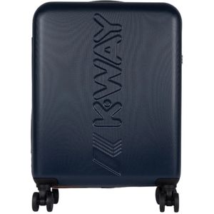 K-Way, Blauwe handbagagekoffer met ritssluiting Blauw, Dames, Maat:ONE Size