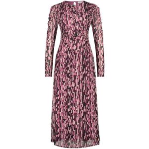 Fabienne Chapot, Kleedjes, Dames, Roze, XL, Polyester, Midi jurk met geplooide mouwen