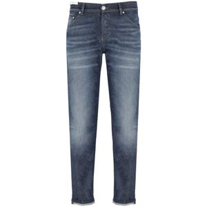 PT Torino, Jeans, Heren, Blauw, W36, Katoen, Blauwe Katoenen Jeans met Leren Tab