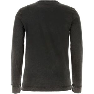 Dolce & Gabbana, Sweatshirts & Hoodies, Heren, Grijs, M, Katoen, Zwarte Crewneck Sweatshirt met Lange Mouwen