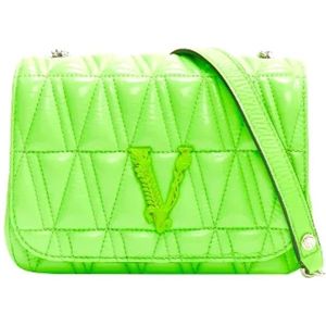 Versace, Tassen, Dames, Groen, ONE Size, Leer, Leather crossbody-bags