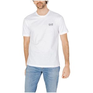 Emporio Armani Ea7, Tops, Heren, Wit, L, Katoen, Heren T-shirt Lente/Zomer Collectie